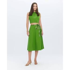 NEW THEO THE LABEL harmonia zipped front top in rewild green